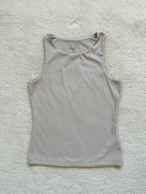 Tahari Crewneck Ribbed Tank Top in Taupe